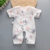 Mùa hè nam giới và phụ nữ bé ngắn tay jumpsuit bông gạc trẻ sơ sinh mở đập vỡ quần áo đồ ngủ haber 0-2 tuổi