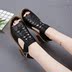 2018 cao su mới của Hàn Quốc thời trang gót thấp dày với mở ngón chân dép nữ dây kéo giản dị gót thấp dày với dép phụ nữ Sandal