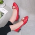 2018 mùa xuân mới thời trang Hàn Quốc giày cắt thấp nữ nông miệng chỉ vuông với bộ chân thấp gót thường thấp-top giày