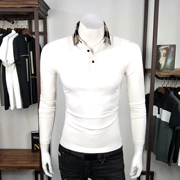 Mùa thu nam dài tay áo thun kinh doanh áo sơ mi POLO Thanh niên thời trang Joker Stretch Slim Lapel áo thun nam hàng đầu mặc - Polo