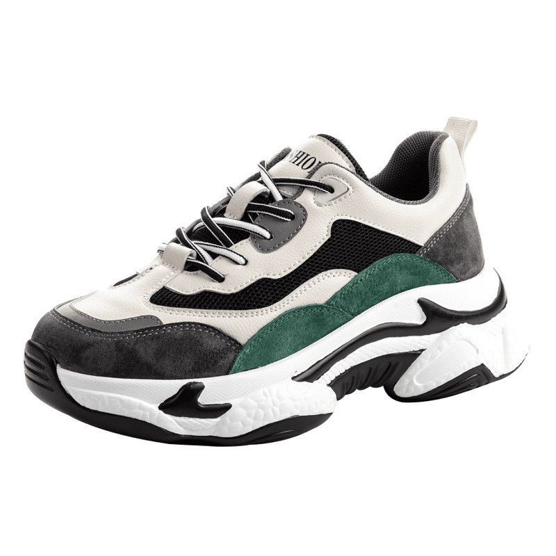 珂卡芙厚底老爹鞋女2019秋季新款百搭ins潮鞋真皮加绒休闲运动鞋