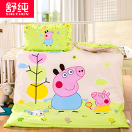 Bông lợn Peggy quilt cover mảnh duy nhất 1.2 m1.5 mét giường bông quilt cover phim hoạt hình mẫu giáo trẻ em ba mảnh
