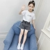 Quần short bé gái denim 2019 đầm mới mùa hè cho bé lớn mùa hè trẻ em phiên bản Hàn Quốc mặc quần lửng nóng bỏng hoang dã - Quần jean quần jean trẻ em cao cấp Quần jean