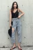 Quần jeans lỗ nữ xã hội xuân hè 2018 phiên bản mới của Hàn Quốc có phần eo cao buông lơi là quần ống suông giản dị Hồng Kông giản dị áo sơ mi sọc Mùa xuân