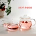 Bình thủy tinh làm bằng tay thủy tinh chịu nhiệt đặt bộ ấm trà hoa tách trà Kung Fu đặt nồi chim cánh cụt nhỏ + 2 cốc - Trà sứ ấm trà thủy tinh Trà sứ
