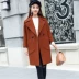 17 Phiên bản Hàn Quốc của áo khoác len mùa đông dày quần áo mới thời trang nữ áo khoác dài kiểu áo len nữ - Áo khoác dài