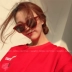 Mùa hè đơn giản hộp lớn mặt tròn kính râm thủy triều rượu vang đỏ thời trang mới cặp đôi Hàn Quốc mẫu kính râm màu đỏ kính râm nam Kính râm