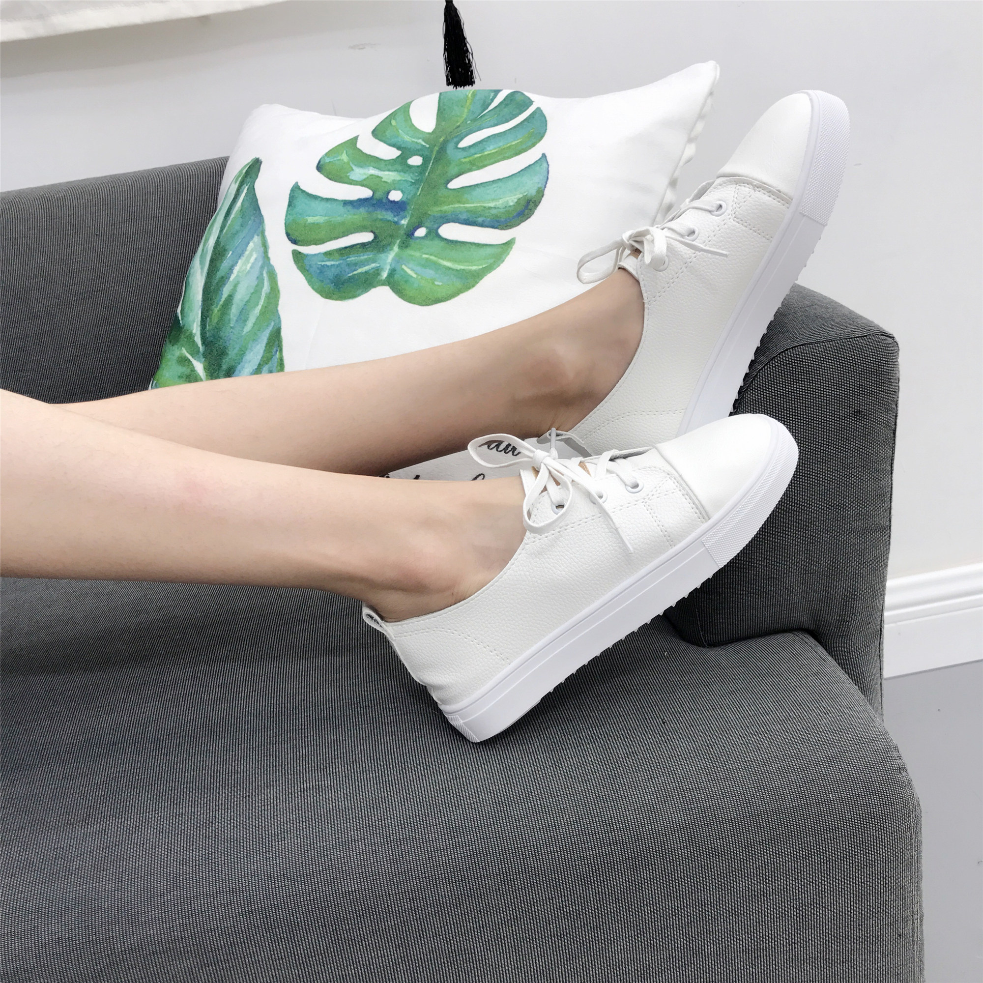 2018春季新款白鞋百搭韩版系带鞋休闲平底女鞋厚底小白鞋女