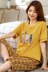Bộ đồ ngủ nữ mùa hè cotton cắt cạp quần mỏng mùa xuân và mùa thu chất béo MM cộng với phân bón XL dịch vụ tại nhà 200 kg - Pyjama đồ bộ thun Pyjama