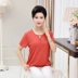 Màu rắn mùa hè ngắn tay t-shirt nữ Hàn Quốc phiên bản của bông vòng cổ tre bông kích thước lớn mẹ nửa tay lỏng trung niên áo sơ mi áo lẻ trung niên Quần áo của mẹ