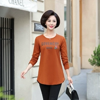 Áo thun cotton dài tay cho nữ trung niên 40-50 cộng với phân bón XL đoạn ngắn Mẹ trung niên mặc áo cotton áo phông cao cấp