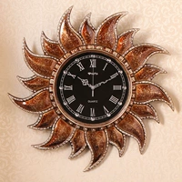 Европейская стиль ретро висящие часы с часами смола большая роскошная фоновая настенная крыльца круглые солнечные часы гостиная часы творческие настенные часы