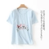 M27 Nhật Bản nhỏ tươi dễ thương thêu vòng cổ ngắn tay T-Shirt nữ sinh viên lỏng phần mỏng áo 2018 áo phông trắng Áo phông