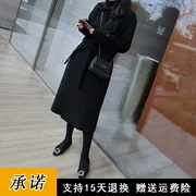 Chống mùa giải phóng mặt bằng màu đen nữ áo len dày 2018 mới mùa thu và mùa đông phần dài Hàn Quốc phiên bản là mỏng trên đầu gối áo