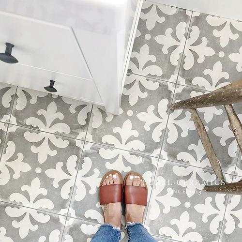Ретро ручная работа светло -серая плитка Nordic 200x200 маленький цветочный балкон ванная комната кухонная плитка на стенах