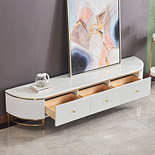 Легкий роскошный телевизионный шкаф Комбинация кофейного столика Простая современная маленькая квартира гостиная сеть красный белый мрамор Творческий телевизионный шкаф