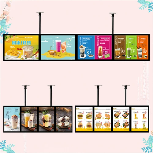 Магазин молочного чая подвесной телевизор Light Box Ultra -Tind светодиодные магнитные всасывающие точечные блюда, дизайн ценового дизайна рекламная коробка настройка коробки