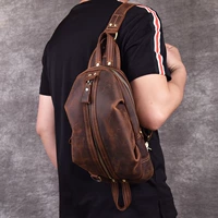 Нагрудная сумка, сумка через плечо, сумка на одно плечо, кожаный рюкзак, камера, сумка для техники, из натуральной кожи, воловья кожа