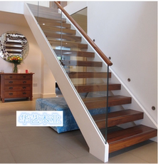 Лестница 上海定制复式/阁楼实木楼梯扶手 钢木楼梯 玻璃楼梯直梯 旋转楼梯