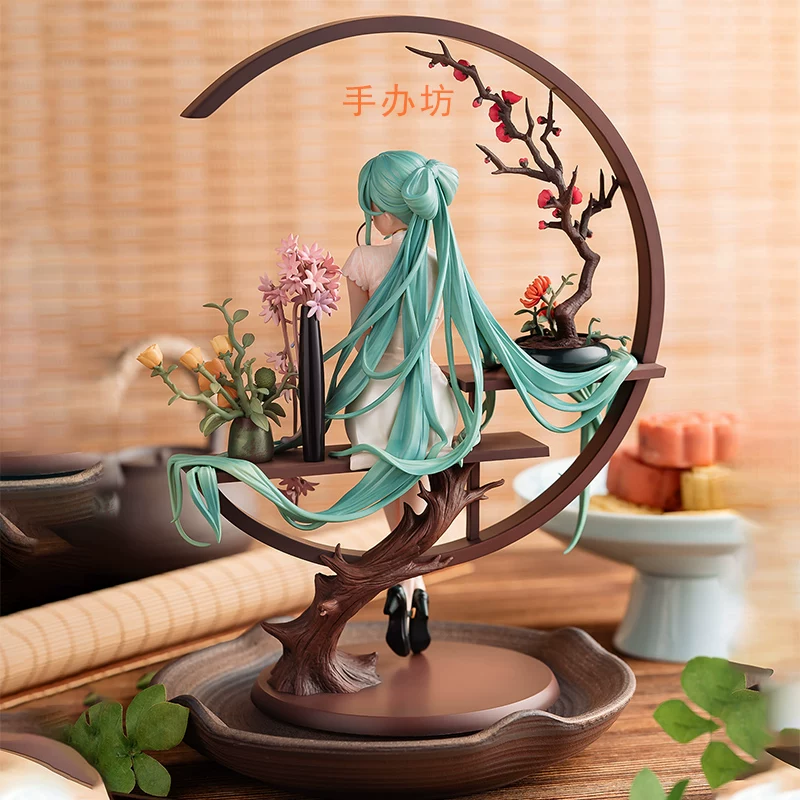Минифигурка Shaohua Hatsune 25 см, детальная скульптура с цветочной подставкой