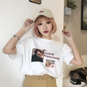 乡 丫头 女装 2018 mới của Hàn Quốc phiên bản của Harajuku thư cá tính trắng ngắn tay T-Shirt nữ sinh viên hoang dã áo sơ mi