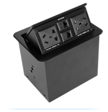 Розетка TV+телефон 气动弹起式多媒体桌面插座 多功能台面接线信息盒 铝拉丝面板免焊