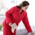 Bộ đồ ngủ bằng vải bông mùa đông cho nữ dài tay dày cotton cộng với cotton không khí có thể mặc bên ngoài mùa đông lửng phù hợp với dịch vụ gia đình bộ pijama nam Bên ngoài ăn mặc