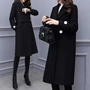 2019 mùa xuân mới phần dài Hàn Quốc của áo khoác len mỏng đầu gối áo gió màu đen áo khoác phụ nữ Slim - Áo Hàn Quốc áo dạ nữ dáng suông dài