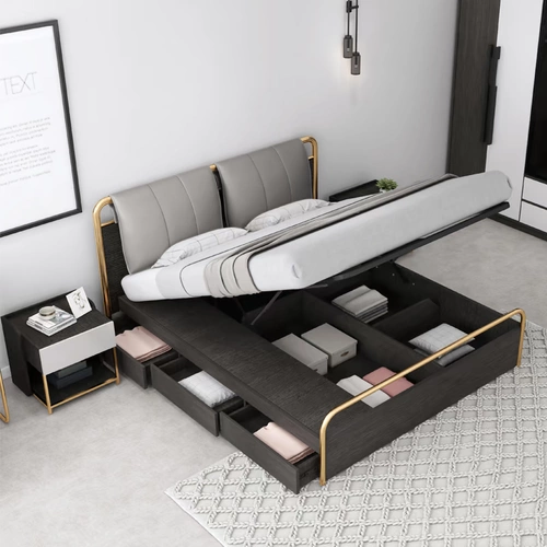 Hyundai минималистская кровать 1,8 метра северная легкая роскошная главная спальня итальянская мягкая сумка с высокой сумкой с высокой коробкой двойная свадебная кровать