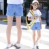 Quần short bé gái mùa hè 2019 mới quần jeans cotton trẻ em nước ngoài mặc quần bé gái bé gái lớn - Quần Quần