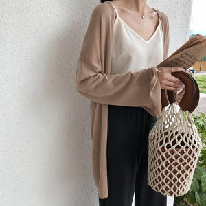 A7seven cotton và linen loose lười biếng màu rắn đan cardigan nữ mùa hè 2018 new thin coat mặt trời quần áo bảo hộ