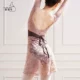 Костюм для тела с длинными рукавами медовые бобы + кружевная кружевная юбка