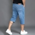 Cộng với phân bón XL quần short chất béo kích thước lớn mỏng stretch nam mùa hè bảy điểm jeans lỏng 7 điểm chất béo quần đùi nam Cao bồi