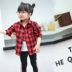 2018 mới mùa xuân và mùa thu cô gái kẻ sọc áo bông dài tay của nam giới bé áo Hàn Quốc phiên bản của trẻ em nhỏ của quần áo triều Áo sơ mi