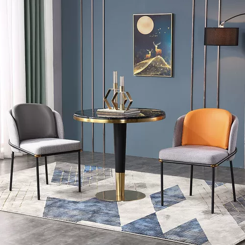 Светлый роскошный мраморный стол и сочетание стула Комбинированное скандинавское круглое круглый столик Простые малые столики стола для малого бизнеса Балконы журнальный столик