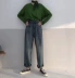 Mùa thu mới Hàn Quốc phiên bản của lỏng retro cao eo thẳng rộng chân jeans bến cảng gió mỏng quần âu nữ sinh viên Quần jean