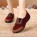 Old Bắc Kinh giày vải giày duy nhất của phụ nữ polyurethane đáy phẳng không trượt chịu mài mòn giày mẹ thở trung và cũ giày thấp
