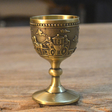 Ликер Cup 复古欧式白酒杯青铜高脚杯金属浮雕小酒盅烈酒具创意家居酒店用品