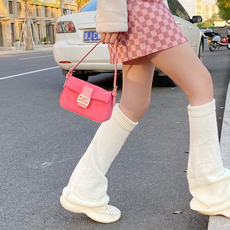 ДК/ДК/школьной формы, потому что 包邮显瘦喇叭阔腿千禧jk制服堆堆袜毛线针织保暖细腿腿套毛绒袜套