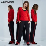 Весенняя осенняя одежда для йоги, комплект, спортивный лонгслив, штаны для спортзала, оверсайз, высокая талия