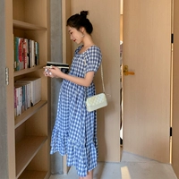 Đầm suông hè hè 2019 phiên bản Hàn Quốc cổ áo dài kẻ sọc kẻ sọc - Áo thai sản yếm cho bà bầu
