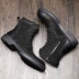 2018 giày da nam cao cổ Martin boot Anh giày da xu hướng retro mùa đông cộng với nhung nhung giày quân đội nam - Giày ống