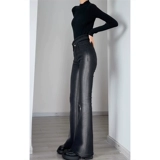 Дизайнерский черный мегафон, весенние джинсы, летние флисовые приталенные штаны, тренд сезона, градиент, высокая талия