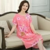 Váy cotton nhân tạo váy ngủ nữ mùa hè tay ngắn Váy ngủ mẹ Hàn Quốc kích thước lớn váy rộng bên ngoài mặc dịch vụ mặc nhà - Đêm đầm