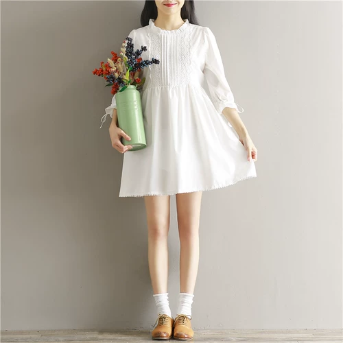 Весеннее свежее кружевное белое платье, коллекция 2021