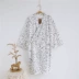 Bông vải áo ngủ nam mùa hè chín tay áo phần mỏng yukata cotton đồ ngủ một mảnh phù hợp với kimono dịch vụ nhà cardigan kích thước lớn