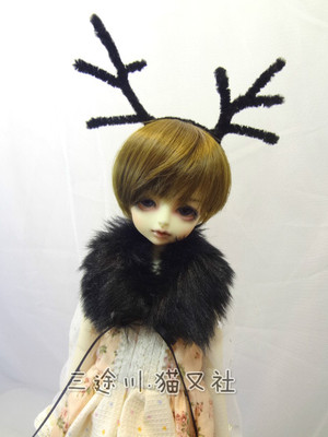 taobao agent Cat also BJD.SD 1/4 fat baby 1/3 SD17 uncle clothing accessories black imitation leather straw hair collar