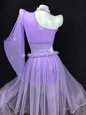 костюм pole dance 唯美钢管舞演出服比赛服拍写真，气质飘逸纱裙高贵紫分体连体套装