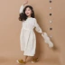 Váy bé gái mùa thu nước ngoài phiên bản Hàn Quốc của các bé lớn cotton và vải lanh trẻ em dài tay Sen lỏng váy dài bé gái