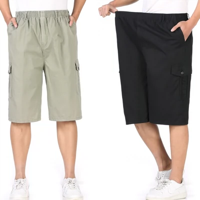 Mùa hè trung niên quần short nam cotton cộng với phân bón XL cha năm quần trung niên quần để mặc phần mỏng quần tây Cực lớn